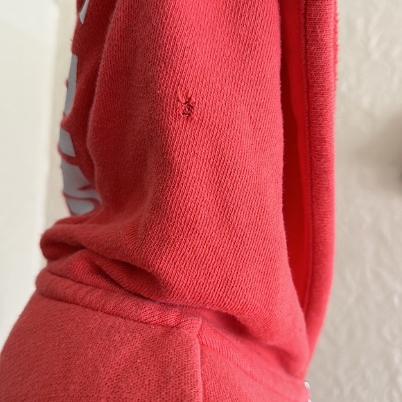 Victoria’s Secret Pink White Logo Hoodie Zip Up Sweatshirt Medium - Picture 7 of 10